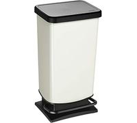 Rotho Paso waste bin 40l with odour-proof lid and pedal, plastic (PP), white metallic, 40 litres (35.3 x 29.5 x 67.6 cm)