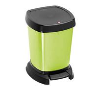 Rotho, Paso, Waste bin 6l for the bathroom with pedal and lid, Plastic (PP) BPA-free, green/metallic, 6l (23,4 x 21,9 x 29,2 cm)