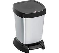 Rotho, Paso, Waste bin 6l for the bathroom with pedal and lid, Plastic (PP) BPA silver metallic, 6l (23,4 x 21,9 x 29,2 cm)