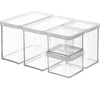 Rotho, Loft, Set of 5 storage boxes, Plastic (PP) BPA-free, transparent/white, 2 x 2,1l, 1 x 1,0l, 2 x 0,5l (30,0 x 21,0 x 15,0 cm)