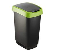 Rotho Salsa Waste bin 25l with lid, Plastic (PP) BPA-free, green, 25l (33.3 x 25.2 x 47.6 cm)