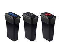Rotho Selecto Set of 3 waste separation system, Plastic (PP recycled), multicoloured, 3x55l (49.3 x 29.1 x 77.6 cm)
