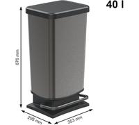 Rotho Step Trash Can Waste Bin Garbage Collector Paso 40 L Graphite Grafix