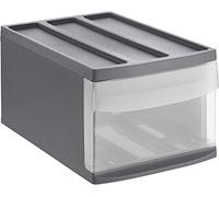 Rotho, Systemix, Drawer box 1 drawer M, Plastic (PP) BPA-free, anthracite/transparent, M (39,5 x 25,5 x 20,3 cm)