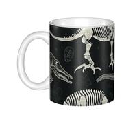 ROTHSKNV Dinosaur Skeleton Print Ceramic Coffee Mug 11oz Novelty Tea Cup With Handle Coffee Cup For Men Women Office Work