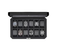 ROTHWELL 12 Slot Leather Watch Box for Men - Luxury Case Display Jewelry Organizer with Microsuede Liner - Travel Jewelry Case for Mens Accessories, Travel Organizer (Black/Grey)