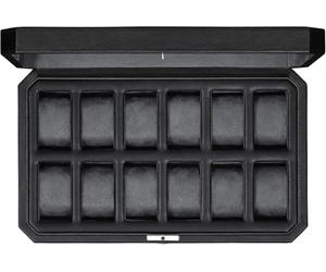 ROTHWELL 12 Slot Leather Watch Box for Men - Luxury Watch Case Display Organizer, Microsuede Liner, Locking Mens Jewelry Watches Holder, Men's Storage Boxes Holder Large Glass Top (Black/Grey)