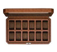 ROTHWELL 12 Slot Leather Watch Box - Luxury Watch Case Display Organizer, Microsuede Liner, Locking Mens Jewelry Watches Holder, Men's Storage Boxes Holder Large Glass Top (Tan/Brown)