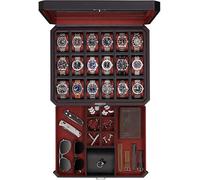 ROTHWELL 18 Watch Box with Accessory Drawer (Black/Red)