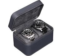 ROTHWELL 2 Watch Travel Case for Men | Compact PU Leather Protective Box with Microsuede Interior | Fits Watches & Smartwatches Up to 55mm (Carbon)