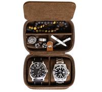 ROTHWELL 2 Watch Travel Case Storage Organizer for 2 Watches | Tough Portable Protection w/Zipper Fits All Wristwatches & Smart Watches Up to 50mm