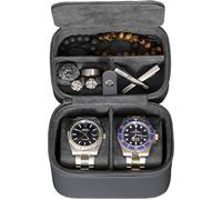 ROTHWELL 2 Watch Travel Case Storage Organizer for 2 Watches | Watch Case for Men and Women | Tough Portable Protection w/Zipper Fits All Wristwatches & Smart Watches Up to 50mm (Carbon)
