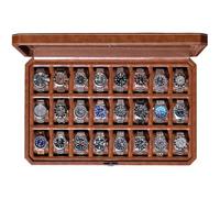 ROTHWELL 24 Slot Watch Case with Lock - Luxury Watch Box to Display and Organize Your Collection | Real Glass Top | Premium Storage for Collectors (Tan/Brown)