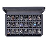 ROTHWELL 24 Slot Watch Case with Lock - Luxury Watch Box to Display and Organize Your Collection | Real Glass Top | Premium Storage for Collectors (Carbon)