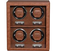 ROTHWELL 4 Watch Winder for Automatic Watches with Quiet Motor with Multiple Speeds and Rotation Settings (Tan/Brown)