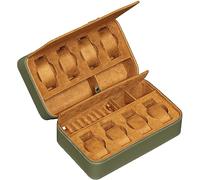 ROTHWELL 8 Watch Travel Case Storage Organizer for 8 Watches, 2 Pairs of Sunglasses, Rings & Cufflinks |Tough Portable Protection w/Zipper Fits All Wristwatches & Smart Watches Up to 50mm (Green/Tan)