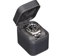 ROTHWELL Single Watch Travel Case | Compact PU Leather Protective Box with Microsuede Interior | Fits Watches & Smartwatches Up to 55mm (Carbon)
