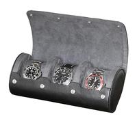 ROTHWELL Watch Roll Travel Case for 3 Watches | Tough Portable Protection, Fits All Wrist Watches & Smart Watches Up to 50mm (Black/Grey)