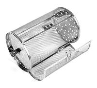 Rotisserie Basket, Stainless Steel Grill Roaster Drum Oven Round Rack Basket Heat Resistant Kitchen Grill Roaster Air Fryer Grilling Basket Air Fryer Accessory 12X18cm for Bake(Silver)