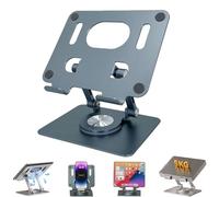 Rotiva Rotating Stand for Laptop, 360°Adjustable Aluminum Computer Riser-Stable Base,Dual Rotary Shaft Fully Foldable for Tablets,Laptops and Phones (Gray)