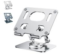 Rotiva Rotating Stand for Laptop,360°Adjustable Laptop Stands, Foldable for Easy Storage, with Heat-Vent, for Laptops and Phones Under 16 in (Silver)