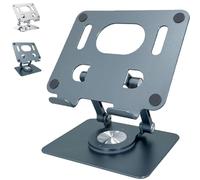 Rotiva Rotating Stand for Laptop,360°Adjustable Laptop Stands, Foldable for Easy Storage, with Heat-Vent, for Laptops and Phones Under 16 in (Gray)