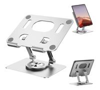 Rotiva Rotating Stand for Laptop, Adjustable Laptop Stands, 360° Silent Rotation Ergonomic Laptops Mount for Desk, Dual Rotary Shaft Fully Foldable, Fits All Laptops (Sliver)