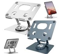 Rotiva Rotating Stand for Laptop, Adjustable Laptop Stands, 360° Silent Rotation Ergonomic Laptops Mount for Desk, Dual Rotary Shaft Fully Foldable, Fits All Laptops (2pcs)