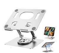 Rotiva Rotating Stand For Laptop, Ergonomic Multifunctional Aluminum Riser With 360° Adjustable Base, Heat-Vent, Foldable Design, Desk Compatible(Silver)