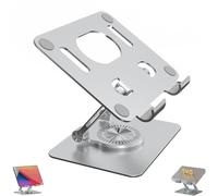 Rotiva Rotating Stand for Laptop, with 360 Rotating Base, New Upgraded Adjustable Computer Stands, with Heat-Ven, Portable Save Desktop Space, Ergonimic Foldable Laptop Riser (Silver)