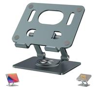 Rotiva Rotating Stand for Laptop, with 360 Rotating Base, New Upgraded Adjustable Computer Stands, with Heat-Ven, Portable Save Desktop Space, Ergonimic Foldable Laptop Riser (Gray)
