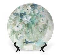 ROTOOY Decorative Wall Hanging Plates, Blooming Whispers Plate Wall Hanging Decoration,Including Bracket And Special Spring Hook, Home Decor for Furniture, 6inch