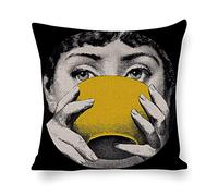 ROTOOY Lina Cavalieri Cotton Linen Throw Pillow Case, Decorative Cushion Cover Square Art Personalized Eye,Only Includes Pillowcase, 18X18 Inch(45X45cm) (A8)