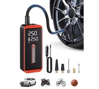 ROTOPATA Electric Tire Inflator Air Compressor 12V DC, 150PSI Rechargeable Cordless Portable Air Pump with LED Light & Digital Pressure Gauge for Car Bike Motorcycle Wheel Ball (Red)