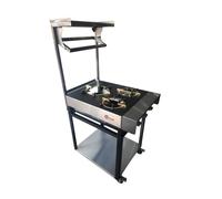 Rotoquip RCR-2×1 Commercial Indian Range Cooker | 3 Burner Gas Range | Front & Rear Cast Iron Burners | Adjustable Spice Rack & Storage Shelf | 25kW Heavy-Duty Catering Stove