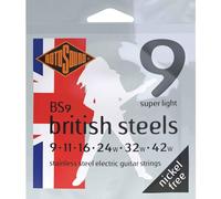 Rotosound BS9 Stainless Steel Super Light Gauge Electric Guitar Strings (9 11 16 24 32 42), White Black Red Blue