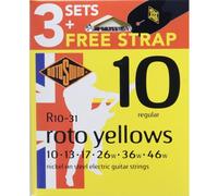 Rotosound - Nickel Regular Strings Triple Pack + Free Guitar Strap - 1