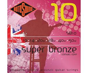 Rotosound SB10 Contact Core Phosphor Bronze Extra Light Gauge Acoustic Guitar Strings (10 14 20 28 40 50), White Black Red Blue