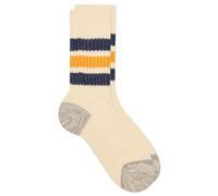 RoToTo Men's Coarse Ribbed Old School Crew Socks Navy/Yellow