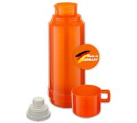 ROTPUNKT Thermal Flask jesper604 1.0L | Made in Germany with Original Rosalin Glass Liner | BPA-Free PP, Vacuum Insulated Coffee Pot Keeps Hot 20+ Hours | Hygienic Screw-Top (Orange)