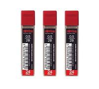 rOtring 0.5mm 2B Super Polymer Pencil Lead - Pack of 3 Tubes - 72 Leads in Total - Refills for Mechanical Pencils