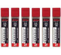 rOtring 0.5mm 2B Super Polymer Pencil Lead - Pack of 6 Tubes - 144 Leads in Total - Refills for Mechanical Pencils