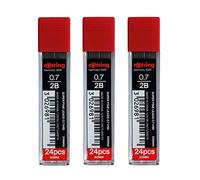 rOtring 0.7mm 2B Super Polymer Pencil Lead - Pack of 3 Tubes - 72 Leads in Total - Refills for Mechanical Pencils