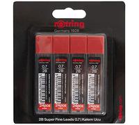 rOtring 0.7mm 2B Super Polymer Pencil Lead - Pack of 4 Tubes - 96 Leads in Total - Refills for Mechanical Pencils
