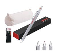 rOtring 600 3-in-1 Multicolour Pen and Mechanical Pencil | Black & Red Ballpoint Pen Tips | 1 Mechanical Pencil Tip (0.5mm) | Silver Barrel| + B20 Eraser & Cotton Pencil Case
