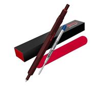 rOtring 600 Ballpoint Pen & Velvet Case | Medium Point | Black Ink | All-Metal Body Pen | Chocolate Truffle | Non-Slip Knurled Grip & Hexagonal Barrel | Refillable | Set with extra Ink