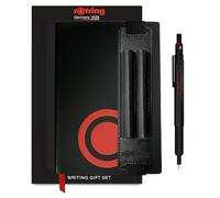 rOtring 600 BLK MP 0.5 Gift Set with PU Pen Pouch and Notebook | All-Metal Body Propelling Mechanical Pencil | Black | Non-Slip Knurled Grip & Hexagonal Barrel