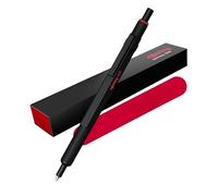 rOtring 600 Gel Pen & Velvet Case | 0.55 mm | Black Ink | Black Metal Body Pen | Non-Slip Knurled Grip & Hexagonal Barrel | Refillable