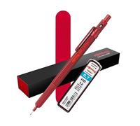 rOtring 600 Mechanical Pencil Set - Red | 0.7 mm Refillable Metal Pencil + 2× HB Leads Pack + Red Velvet Case | Knurled Grip | Drawing & Writing Tool for Professionals