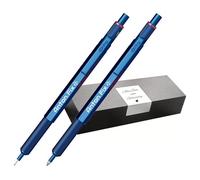 rOtring 600 Retractable Ballpoint Pen & Mechanical Pencil Set with Engraving - Premium Metal Writing Set, Personalised, with Case Gift for Office, Study & Technology (Blue)